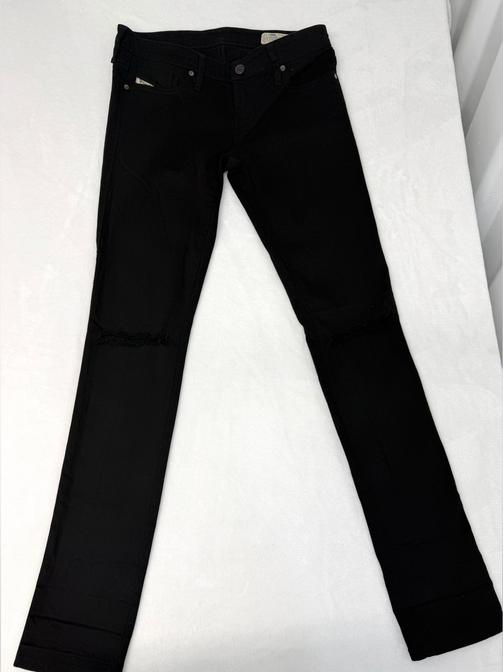 Diesel Skinzee Low Jeans W28L32 Black Super Slim Skinny Stretch Distressed R41F1